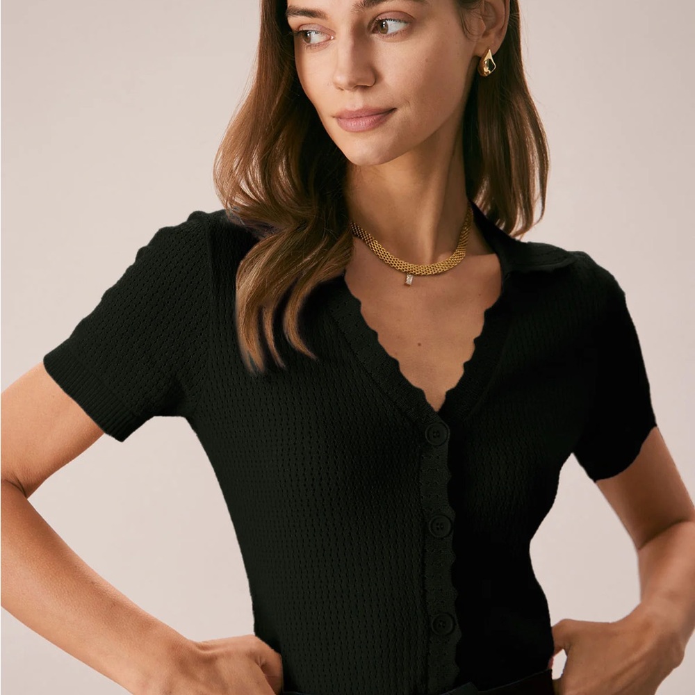 RIHOAS Black Button Down Shirt for Women
